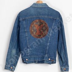 Blue Louis Vuitton Jacket, Designer Blue Denim Jacket With Pockets, Designer Blue Denim Outerwear, Designer Denim Jacket With Pockets For Fall, Designer Denim Jacket For Fall, Designer Blue Denim Jacket For Fall, Vintage Embroidered Denim Blue Outerwear, Vintage Denim Blue Embroidered Outerwear, Reworked Medium Wash Denim Jacket For Fall