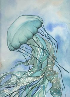 a painting of a jellyfish in the water