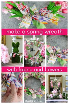 how to make a spring wreath with fabric and flowers