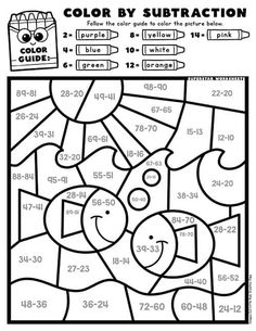 the color by subtraction worksheet for kids to learn how to use it