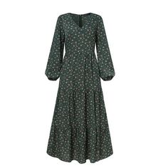 Description: Soft Material: The women maxi dress is made of soft polyester chiffon fabric, comfortable to wear, skin-friendly, breathable, lightweight, flowy, great for autumn, winter and spring. Fashion Design: Maxi long autumn dress, long puff sleeve, V neck, floral patterns, large hem, vintage, casual, loose, fashion style, make you more elegant and attractive. Various Occasion: The maxi dress is great for daily wear, casual, beach, dating, vacation, party, go shopping, travel and more occasi Xmas Dresses For Women, Xmas Dresses, Mode Prints, Bohemian Dresses Long, Chiffon Long Dress, Maxi Dresses Fall, Womens Fashion Casual Winter, Chiffon Floral, Chiffon Fashion