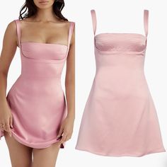 House Of Cb “Kara” Pink Satin Mini Dress Size Medium Good Condition With A Few Minor Stains On Front - Worn Twice Reasonable Offers Welcome! Pink Satin Mini Dress, House Of Cb Dresses, House Of Cb, Satin Mini Dress, House Dress, Pink Satin, Pink Dress, Satin, Size Medium