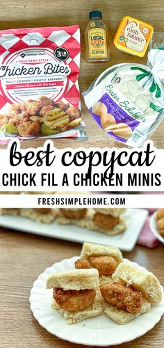 the best copycat chicken fil a chicken minis recipe is shown on a plate