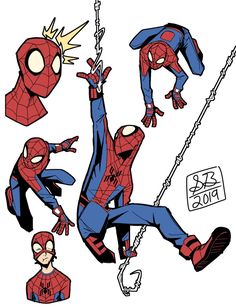 the amazing spider - man is hanging upside down in his web suit and swinging from one arm to another