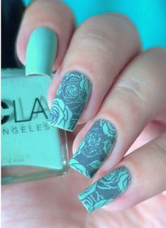 X Shellac Nail Designs, Mint Flower, Mint Nails, Mint Flowers, Ongles Nails, Hand Lettering Drawing, Shellac Nails, Beautiful Nail Designs