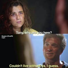 an image of a woman talking to a man in the dark with text that reads, tony