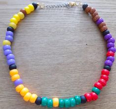 A brightly coloured Necklace / Choker made with chunky beads! Yellow Kawaii, Halloween Autumn, Chunky Beads, Kawaii Halloween, Necklace Choker, Colourful Necklace, Red Brown, Halloween Shopping, Choker