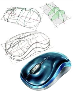 the computer mouse is designed to look like it's been drawn in blue and green