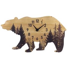 PRICES MAY VARY. 60 Day No Hassle Returns A Black Forest Decor Exclusive - Upgrade your lodge decor with this bear-shaped wood rustic clock featuring a pine forest motif. Uses one AA battery. 20"W x 11"H Wood Bear, Ty Pennington, Outdoorsy Style, Black Forest Decor, Rustic Clock, Check Scarf, Forest Decor, Bear Decor, Lodge Decor