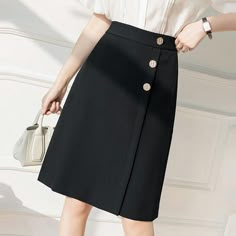 Ladies Elegant A-line Skirts Korean Style Solid Color High Waist Women – jetechband Classic Black A-line Skirt, Black A-line Bottoms For Workwear, Black Office Skirt For Spring, Black Office Lady Skirt For Summer, Spring Office Lady Black Skirt, Black Lined Skirt Bottoms For Office, Spring Black Office Skirt, Black A-line Mini Skirt For Work, Summer Office Lady Black Skirt