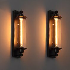 two light wall sconces on the wall