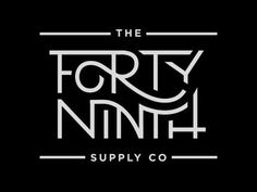 the forty ninth supply co logo on a black background with white letters and an abstract design