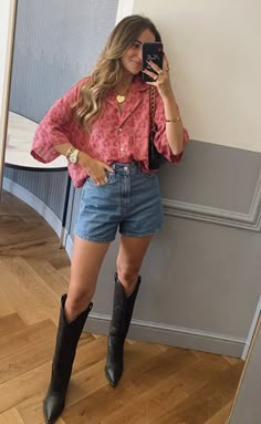 Mini Golf Date Outfit Ideas, Summer Open House Outfit, Fun Cowboy Boots Outfit, Talk Western Boots Outfit, Cowboots Outfits Summer, Fall Midi Dress Wedding, Casual Romance Style, Hip Western Outfit, Austin Trip Outfits