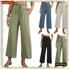 Drawstring High Waist Straight Pants Summer Casual Solid Color Loose Wide Leg Trousers For Womens Clothing Pants Summer, High Waist Fashion, Bodysuit Lingerie, Short Sleeve Cropped Top, 1 Image, Ely, Drawstring Pants, Botswana, Straight Pants