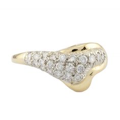 Sale! Save 20% For a Limited Time Only!   Same Day Shipping on All Orders! Guaranteed Arrival for Christmas! Aston Estate Jewelry Presents: A unique and abstract wave form mid century diamond cocktail ring in 14 karat gold.  Pave set with 0.64ctw of brilliant cut diamonds with G color and VS clarity.  Crafted in two tone 14 karat gold, with the diamonds set in white gold. Hallmarked as 14 karat gold. Weight 3.9 Grams. Ring measures 10mm across from north to south by 18mm from east to west with a Mid Century Abstract, Diamond Cocktail Ring, Abstract Waves, Diamond Cocktail Rings, Cocktail Ring, Brilliant Cut Diamond, Cocktail Rings, Estate Jewelry, Pave Diamonds