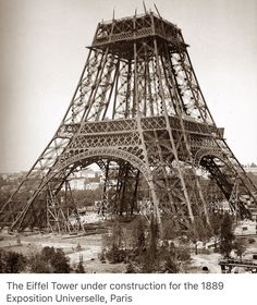 the eiffel tower is shown in black and white