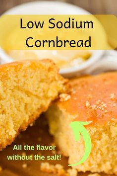 the cornbread is cut in half and ready to be eaten