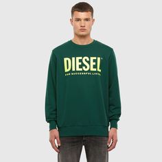 Diesel Logo Sweatshirt | Dark Green Diesel Logo, Months Of The Year, Logo Sweatshirt, Months In A Year, Dressed Down, Embroidery Logo