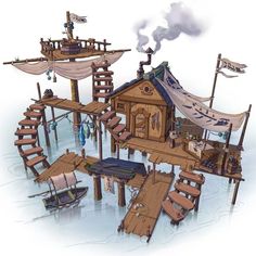 an artistic rendering of a pirate ship playground