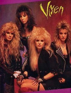 the cover art for vixen's album, featuring four women with long blonde hair