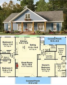 two story house plans with open floor plan and covered porch for 2 bedroom home plans