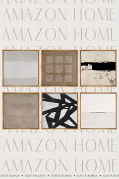 an advertisement for amazon's new home decor line, which includes art and artwork