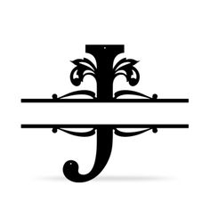 a black and white image of a letter j with swirls on the bottom,