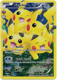 the pokemon trading card has four pikachu faces