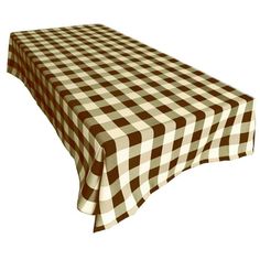 a brown and white checkered table cloth