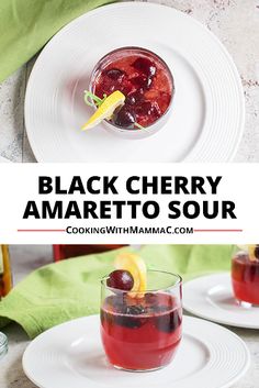 the black cherry amaretto sour is served in small glasses