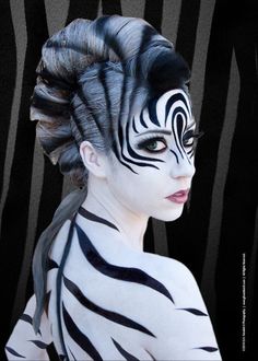 Halloween makeup-Zebra Zebra Makeup, Extreme Make-up, Zebra Costume, Animal Makeup, Drag Make-up