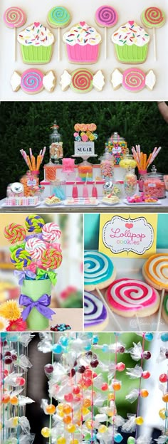 there are many different pictures that include princesses and ice cream cones, cake pops, cupcakes, and more