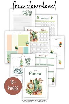 free printable planner pages with cactus images and text that says,'free download '