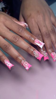 Braiders Nails, 25 Nails, Tip Acrylics, French Tip Acrylics, Long Acrylic Nail Designs, Duck Nails, Drip Nails, Colored Acrylic Nails, White Acrylic Nails