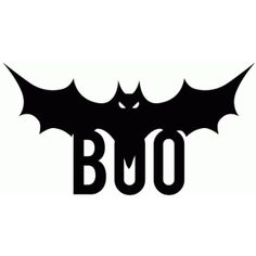 a black bat with the word boo on it's chest and two bats above it