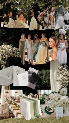 a collage of photos with people dressed in wedding gowns