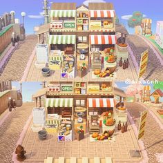 an animated image of a grocery store with lots of food on the front and side