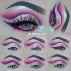 Eyeshadow Rainbow, Eyeshadow Crease, Crease Eyeshadow, Cut Crease Eyeshadow, Eyeshadow Ideas, Makeup Pictorial, Makeup Steps, Pink Eye Makeup