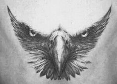 a black and white drawing of an eagle