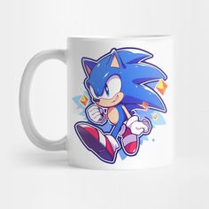 sonic the hedgehog coffee mug on a white background