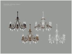 an old fashioned chandelier is shown in three different styles and colors, including gold