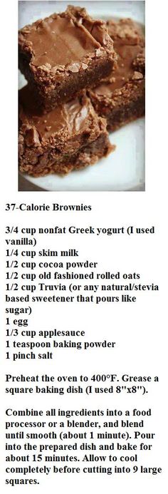 chocolate brownies are shown on a plate with instructions for how to make them in the microwave