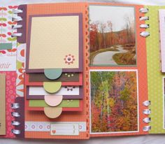 an open scrapbook with lots of pictures on it