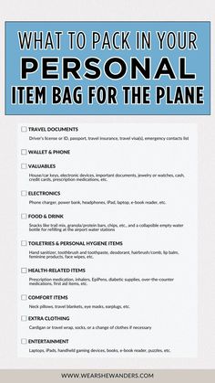 Make your next journey stress-free with our essential tips on what to pack in your personal item bag for plane travel. Discover carry-on packing tips and packing hacks that will transform the way you travel. Our guide ensures you have easy access to all your essentials in the compact space of your personal item bag. Ideal for travelers looking to streamline their packing list for travel, this pin is your ticket to a hassle-free and organized flight experience. Bag Packing Hacks, What To Pack Carry On, Plane Trip Essentials, What To Pack In Your Carry On Bag, Carry On Hacks, Air Travel Essentials, Traveling Ideas, Traveling Hacks Packing And Plane