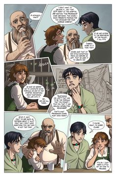 a comic page with two people talking to each other and one person looking at the camera