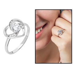 Women's Zircon Stone Heart Design 925 Carat Silver Ring Dainty Silver Ring, Silver Leaf Ring, Gemstone Ring Silver, Silver Rings With Stones, Silver Signet Ring, Ladies Diamond Rings, Leaf Ring, Silver Wedding Rings, Silver Band Ring