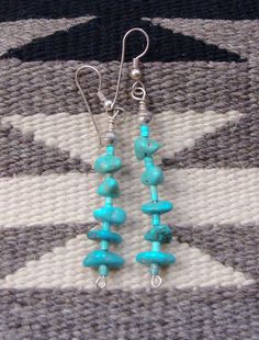 Native American Navajo Silver Turquoise Dangle Earrings Turquoise Beaded Earrings Native American, Diy Turquoise Jewelry, Hypoallergenic Turquoise Beaded Dangle Earrings, Southwestern Style Turquoise Beaded Earrings, Southwestern Turquoise Beaded Earrings, Nickel Free, Native American Beaded Earrings Inspire Uplift ⭐, Diy Jewellery Designs, Handmade Leather Jewelry, Stone Bead Jewelry