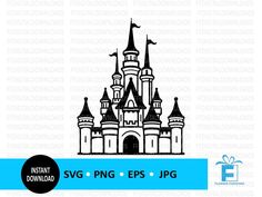 an image of a castle with turrets on it's roof and the words svg p