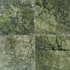 four different images of green marble with white and black streaks on it's surface