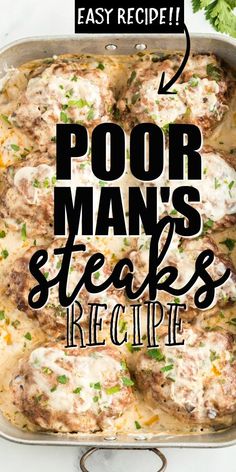 the recipe for poor man's steaks is in a casserole dish